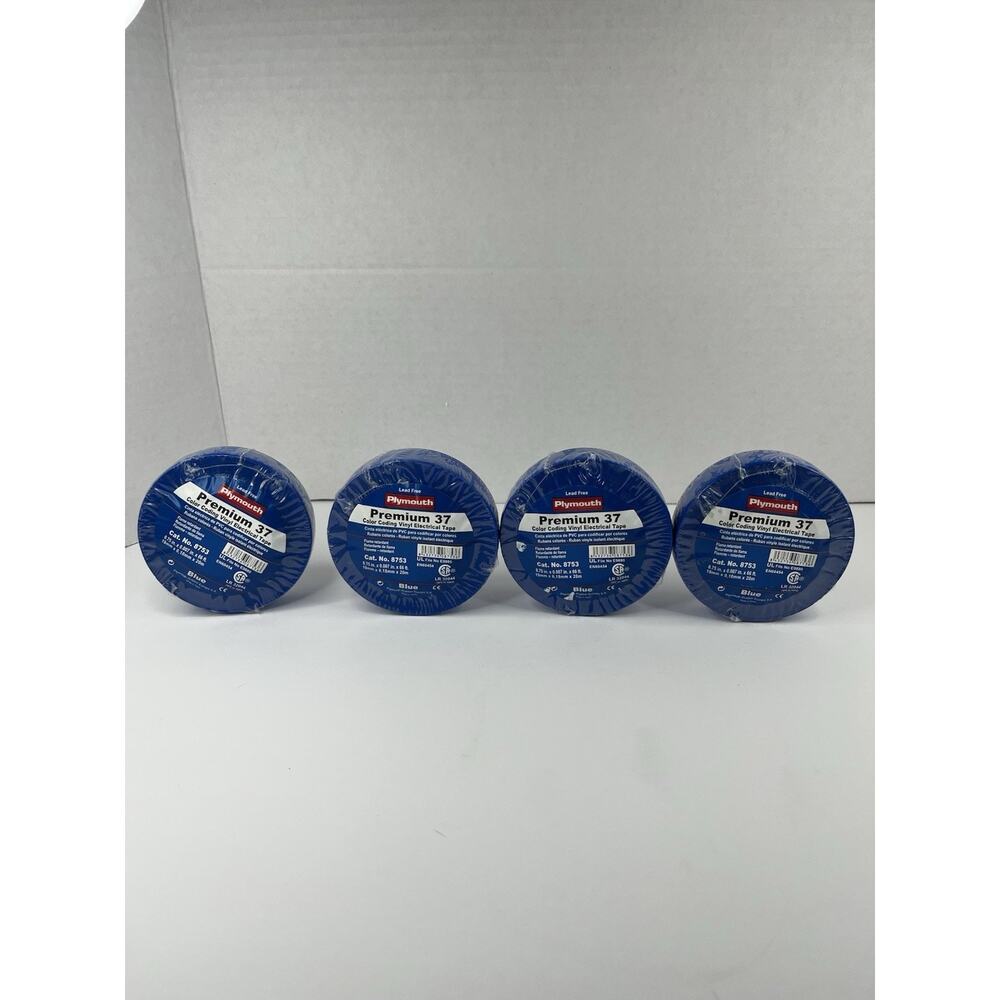 4 Rolls Plymouth Premium 37 Color Coding Vinyl Electrical Tape Blue Cat No. 8753